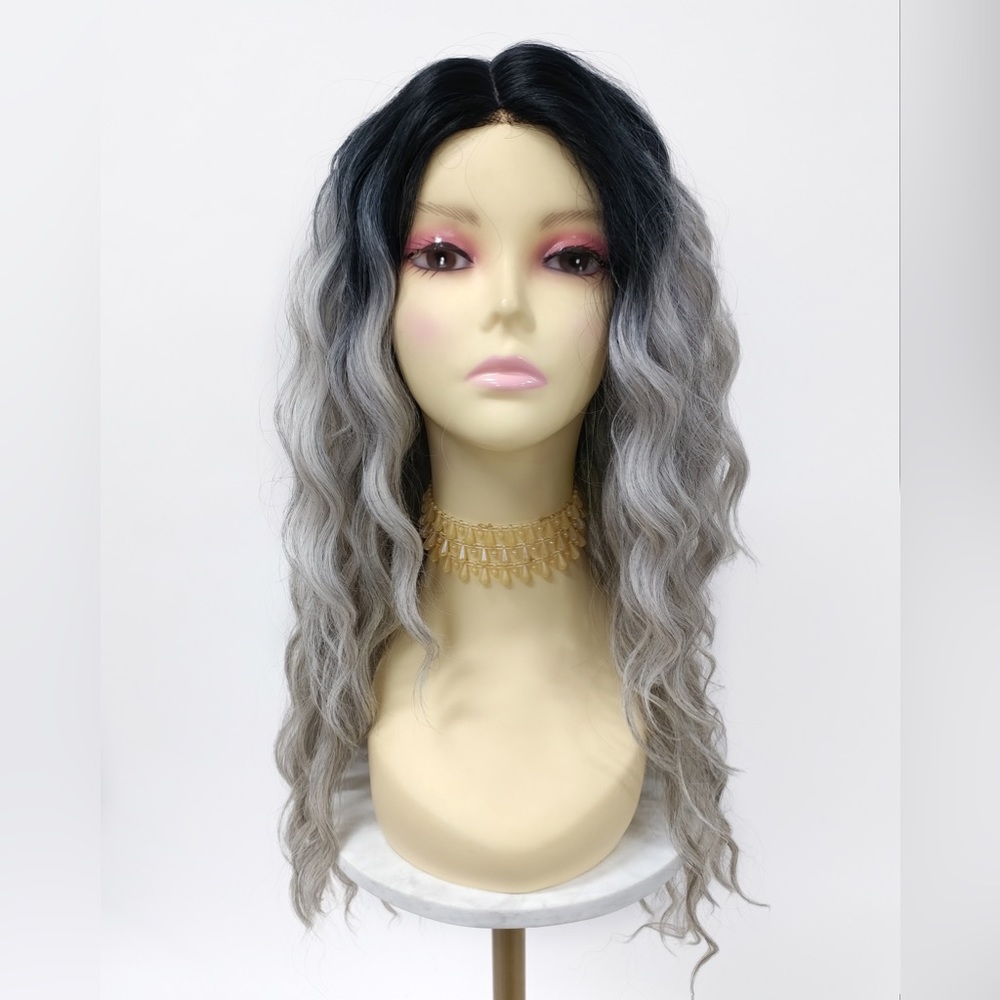 Lace Front Heat Resistant Brownish Gray Long Wavy Wig